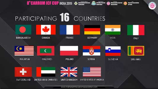 8th CARROM INTERNATINAL CARROM FEDERATION CUP 2019, PUNE, MAHARASHTRA, INDIA.